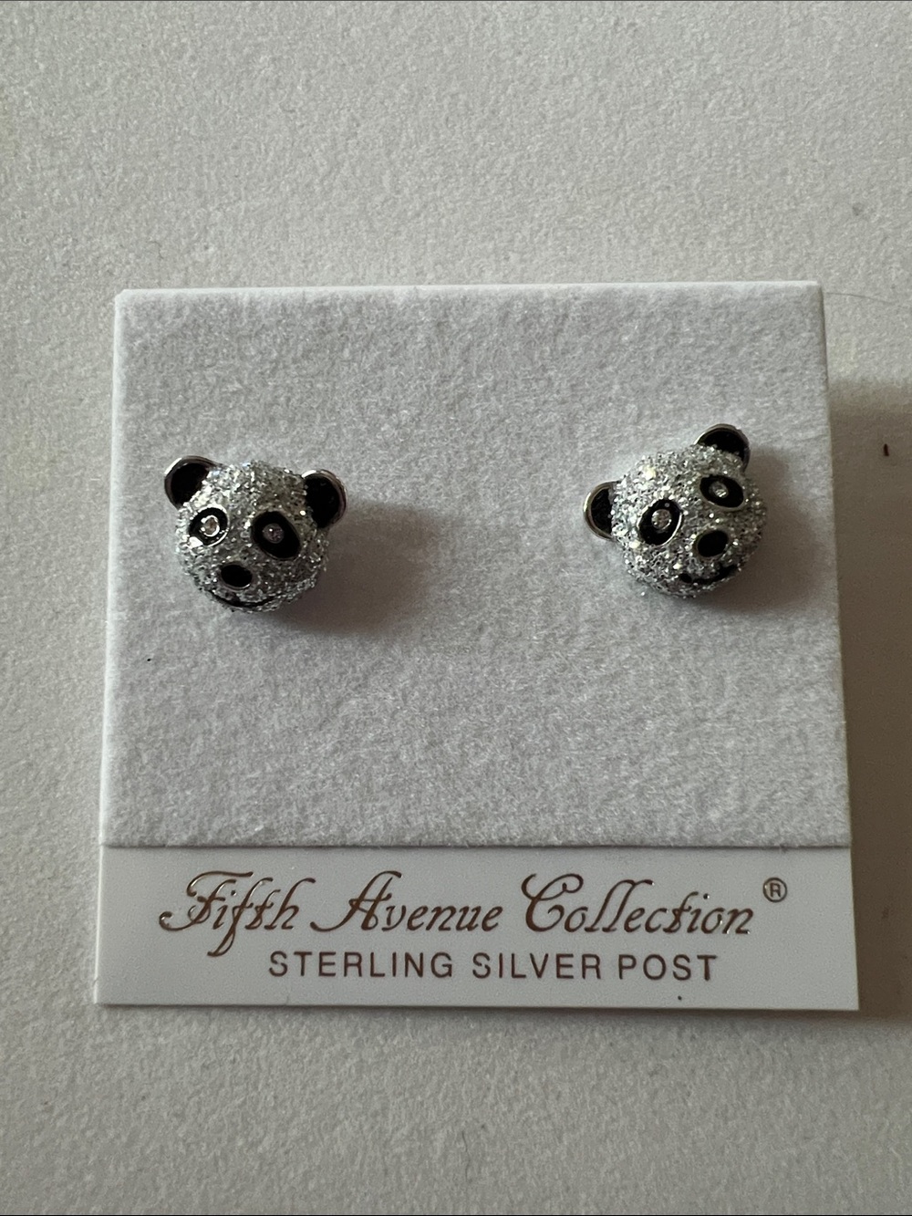 Fifth Avenue Collection Silver Panda Stud Earrings - Silver and Black